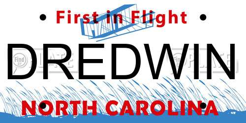 DREDWIN North Carolina License Plate