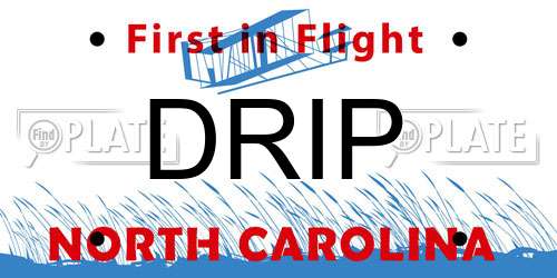 DRIP North Carolina License Plate