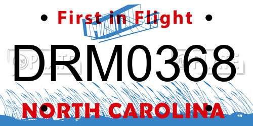 DRM0368 North Carolina License Plate