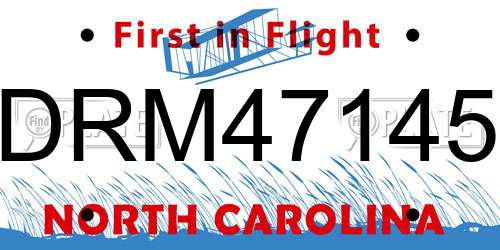 DRM47145 North Carolina License Plate