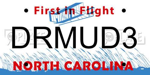DRMUD3 North Carolina License Plate
