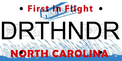 DRTHNDR North Carolina License Plate