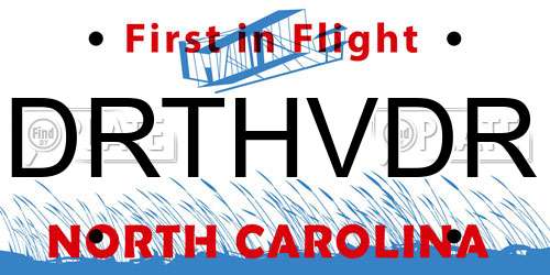 DRTHVDR North Carolina License Plate