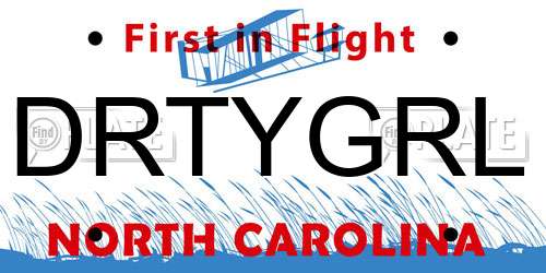 DRTYGRL North Carolina License Plate