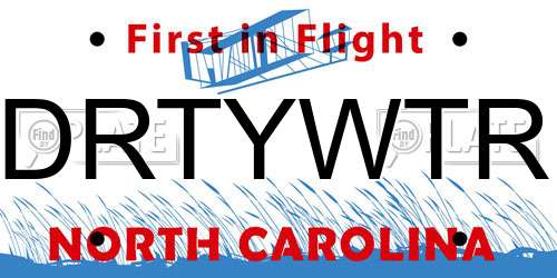 DRTYWTR North Carolina License Plate