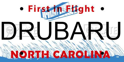 DRUBARU North Carolina License Plate