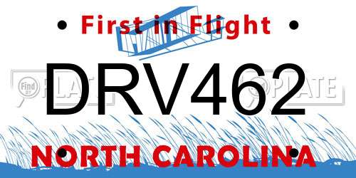 DRV462 North Carolina License Plate