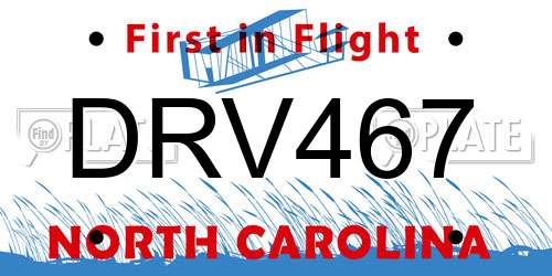 DRV467 North Carolina License Plate