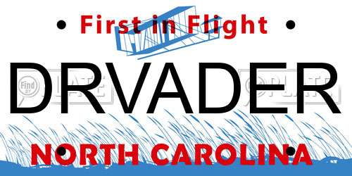 DRVADER North Carolina License Plate