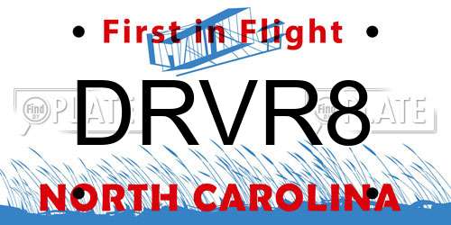 DRVR8 North Carolina License Plate