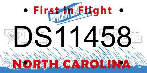 DS11458 North Carolina License Plate