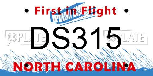 DS315 North Carolina License Plate