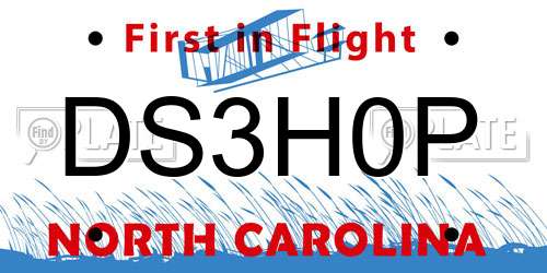 DS3H0P North Carolina License Plate