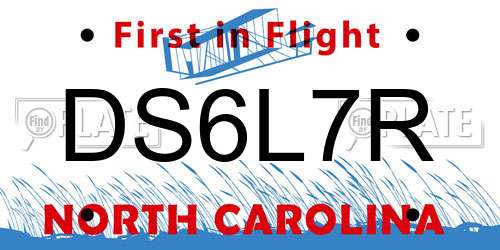 DS6L7R North Carolina License Plate