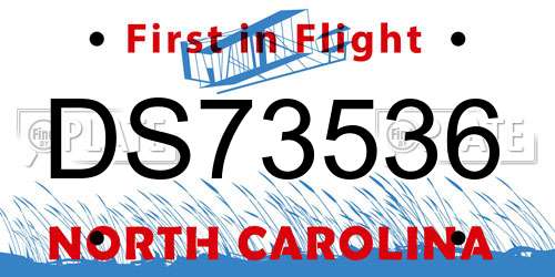DS73536 North Carolina License Plate