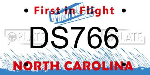DS766 North Carolina License Plate