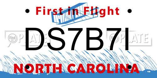 DS7B7I North Carolina License Plate