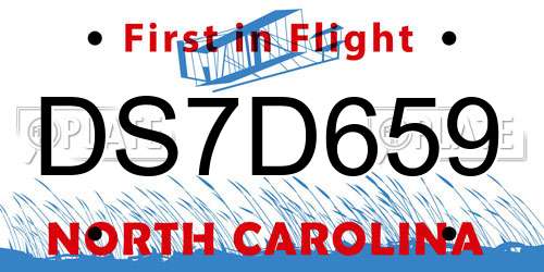 DS7D659 North Carolina License Plate