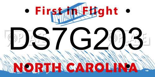 DS7G203 North Carolina License Plate