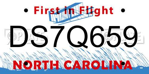 DS7Q659 North Carolina License Plate