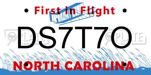 DS7T7O North Carolina License Plate