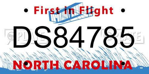DS84785 North Carolina License Plate