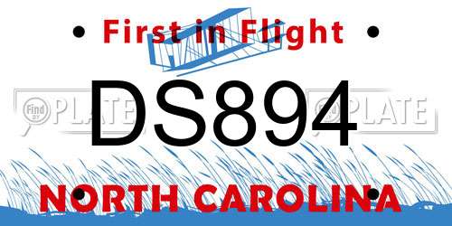 DS894 North Carolina License Plate