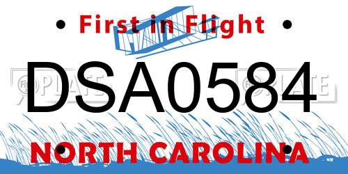 DSA0584 North Carolina License Plate