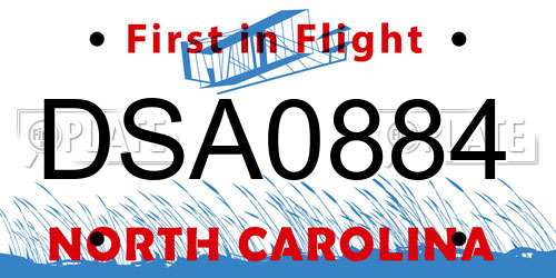 DSA0884 North Carolina License Plate