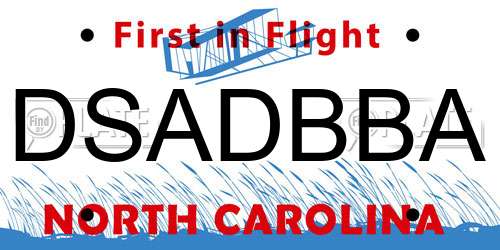 DSADBBA North Carolina License Plate