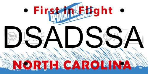 DSADSSA North Carolina License Plate