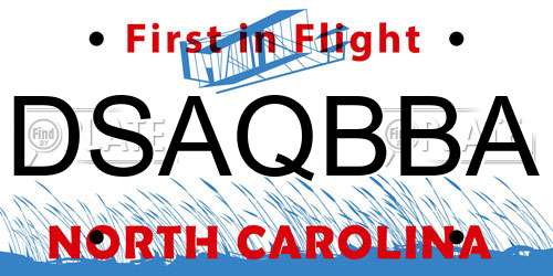 DSAQBBA North Carolina License Plate