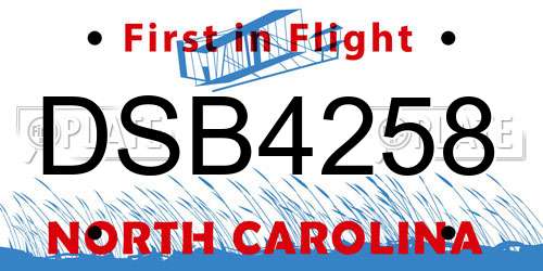 DSB4258 North Carolina License Plate