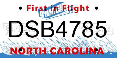 DSB4785 North Carolina License Plate
