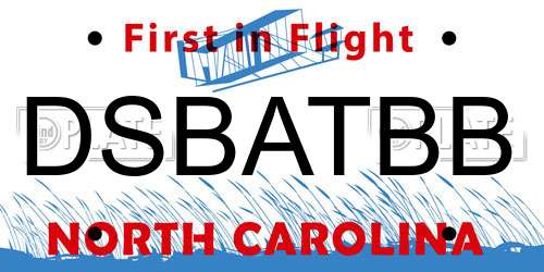 DSBATBB North Carolina License Plate