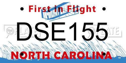 DSE155 North Carolina License Plate