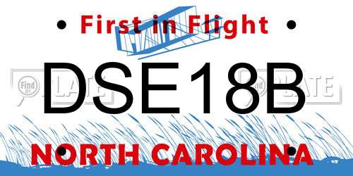 DSE18B North Carolina License Plate