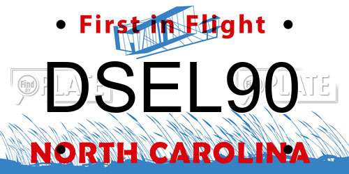 DSEL90 North Carolina License Plate