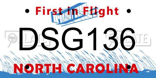 DSG136 North Carolina License Plate