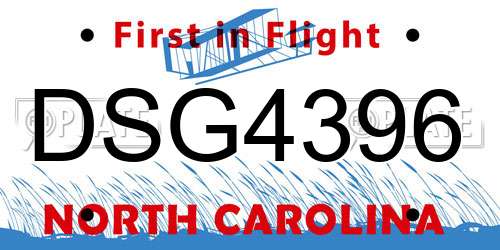 DSG4396 North Carolina License Plate