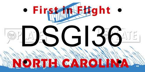 DSGI36 North Carolina License Plate