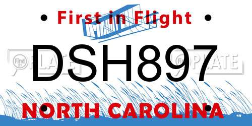 DSH897 North Carolina License Plate