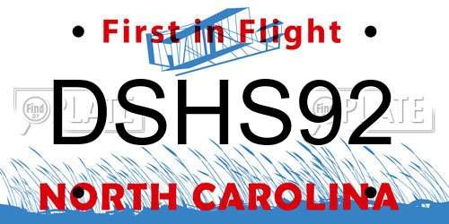 DSHS92 North Carolina License Plate