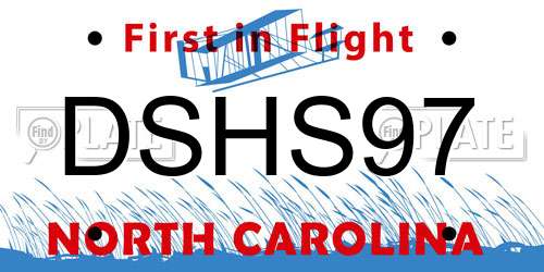 DSHS97 North Carolina License Plate