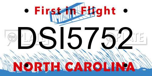 DSI5752 North Carolina License Plate