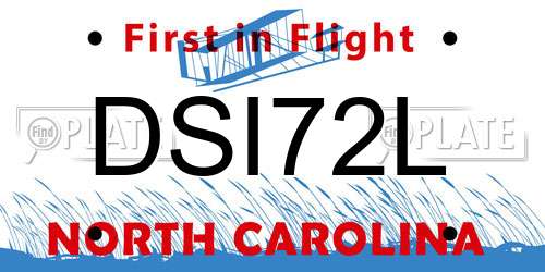 DSI72L North Carolina License Plate