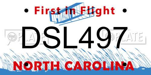 DSL497 North Carolina License Plate
