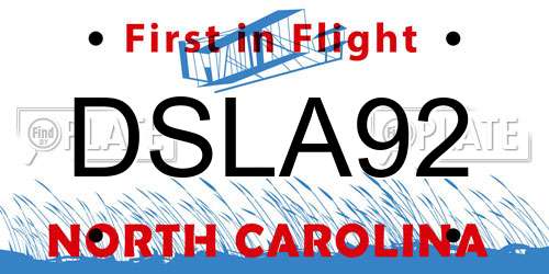 DSLA92 North Carolina License Plate