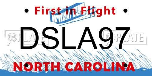 DSLA97 North Carolina License Plate