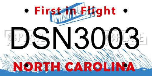 DSN3003 North Carolina License Plate